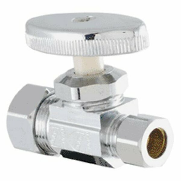 Ldr Industries 3/8 in. X 5/8 in. Comp Chrome Plated Straight Shut Off Valve Bulk Low Lead 637 6202
